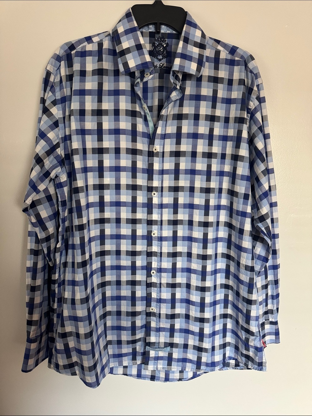 English Laundry Blue, White & Black Plaid Button-Down Shirt